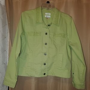 Christopher & Banks Lime Green Jean Jacket